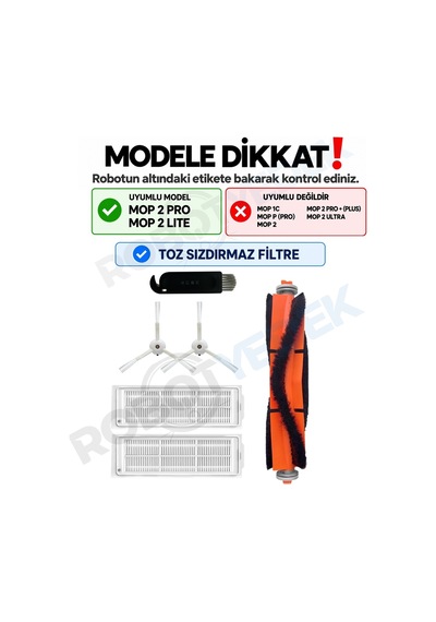 Xiaomi Mop 2 Pro Beyaz MJST1SHW Uyumlu Fırça Filtre Seti-6 Parça