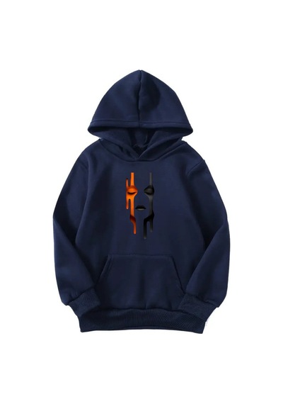Unisex Oversize Şardonlu Kışlık Silüet Yüz Baskılı Kapüşonlu Sweatshirt - Lacivert Lacivert Unisex Oversize Şardonlu Kışlık Silüet Yüz Baskılı Kapüşonlu Sweatshirt - Lacivert Lacivert