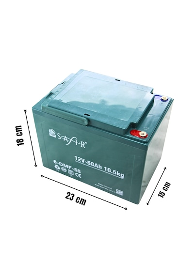 Safir Jel Akü 12 V - 58+ Ah 16.5kg 60 - 80 Ah Uyumlu