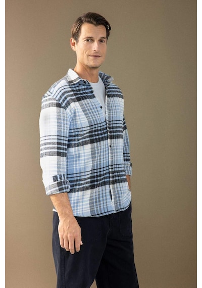 DeFacto Regular Fit Normal Kesim Kareli Oduncu Flanel Uzun Kollu Gömlek S9275AZ24AUBE524 Mavi DeFacto Regular Fit Normal Kesim Kareli Oduncu Flanel Uzun Kollu Gömlek S9275AZ24AUBE524 Mavi