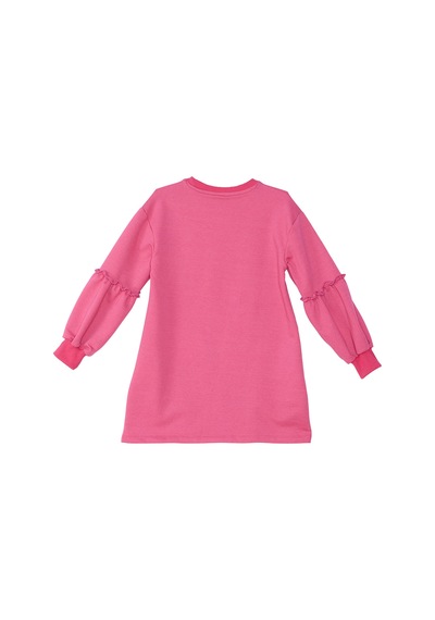 Denokids Kız Çocuk Kışlık Leopar ve Zebra Desenli Pamuklu Pembe Uzun Kollu Elbise 3-9 Yaş