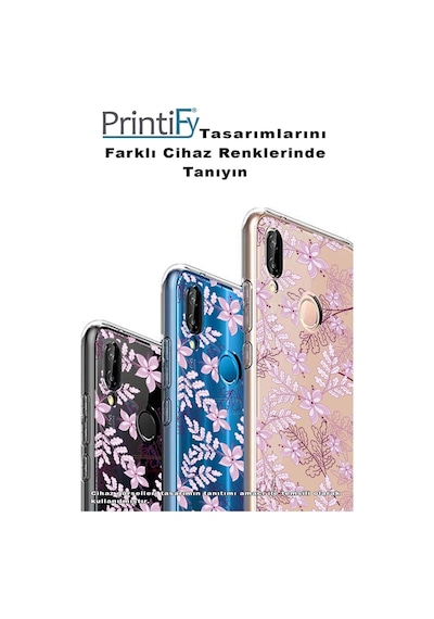 Redmi 10c Kapak Floral Pudra Tasarımlı Şeffaf Kılıf