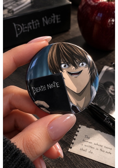 Death Note 58mm 4'lü Rozet Seti Light Yagami L Ryuk Anime Çanta Mont Ceket Rozeti Çok Renkli