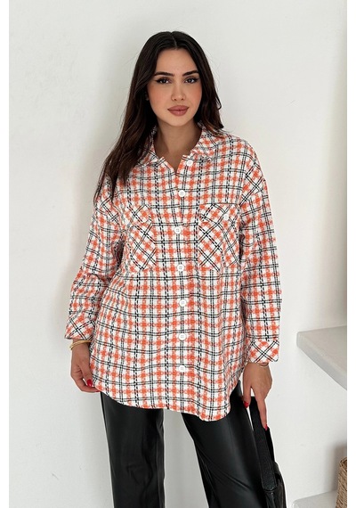 Asprin Fashion Çift Cepli Oduncu Gömlek Turuncu Turuncu
