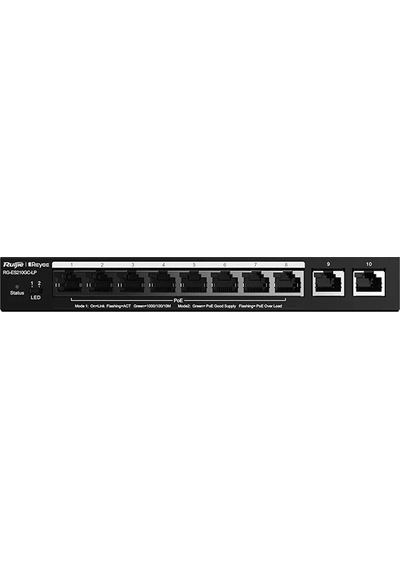 Rg-es210gc-lp 8 Port Poe+ 10-100-1000 + 2 Port 10-100-1000 Uplink Yönetilebilir Switch Hub-118581
