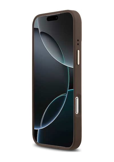 Apple Uyumlu iPhone 17 Pro Max Kılıf Guess Lisanslı M-safeli Sıcak Baskı Yazı Logolu Pu Deri Peony Kahverengi Kahverengi