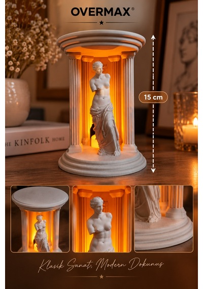 Afrodit Heykelli Işıklı Dekoratif Mumluk 15 Cm Antik Yunan Tapınak Masa & Kitaplık Süsü Afrodit - 918868961