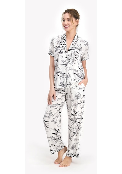 Pierre Cardin Leopard Krem Kadın Gömlek Pijama 5274-26703
