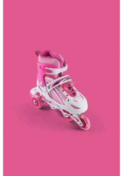 Vadi Pembe Silikon Tekerli Ayarlanabilir Işıklı Paten M 35-38 Hp8136 Pembe - Beyaz