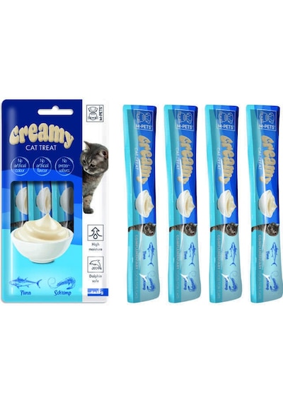 M-Pets Creamy Ton Balığı ve Karidesli Yetişkin Kedi Ödülü 4 x 15 G
