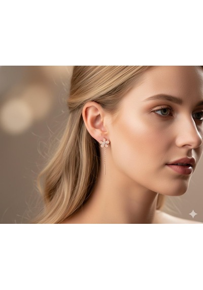 925 Ayar Sallantılı Papatya Küpe.rose.gold.rodaj Papatya Gümüş 76649898