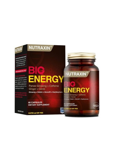 Big Energy Ginseng + Kafein + Zencefil + Keçiboynuzu 60 Kapsül Takviye Edici Gıda Ahududu