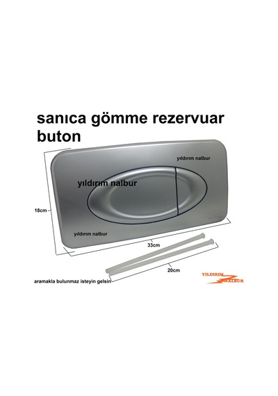 Sanica Gömme Rezervuar Buton Düğmesi Çiftli Gri Renk Sanıca Büyük