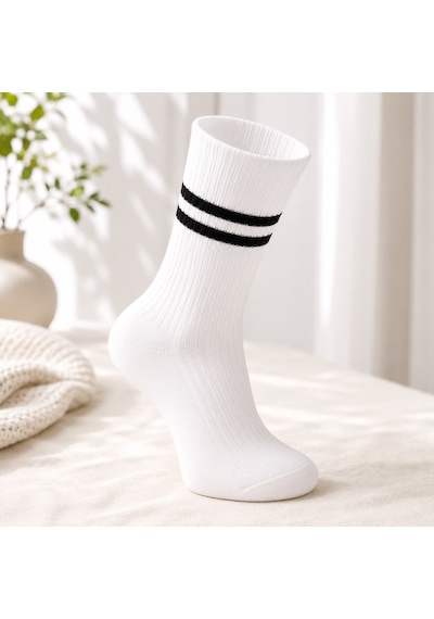 Ciho Socks Daily 6 Çift Çocuk %100 Pamuk Çizgili Tenis Okul Kolej Çorabı Pembe
