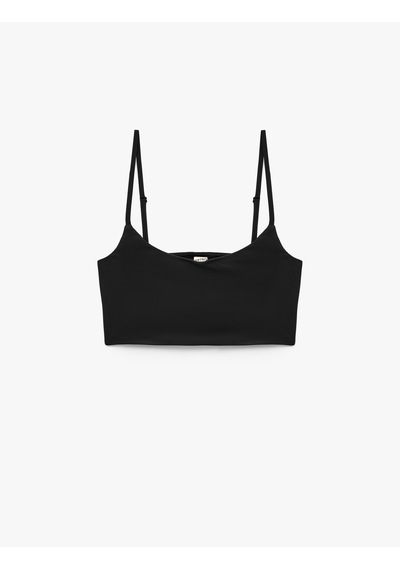Koton Skinny Dikişsiz İnce Askılı Yarım Atlet Siyah 5slk10167mk Siyah