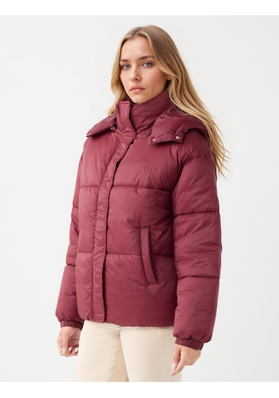 Jimmy Key Bordo Kapitone Desenli Kapüşon Detaylı Cepli Puf Mont 5ww213692562
