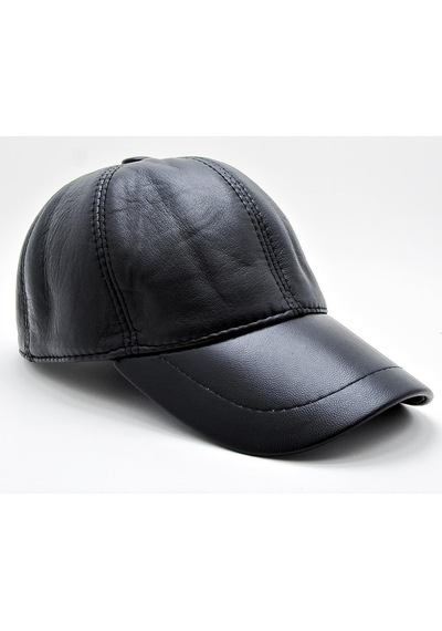 Takı Dükkanı Siyah Deri Beyzbol Cap Erkek Şapka Unisex Model Cp228
