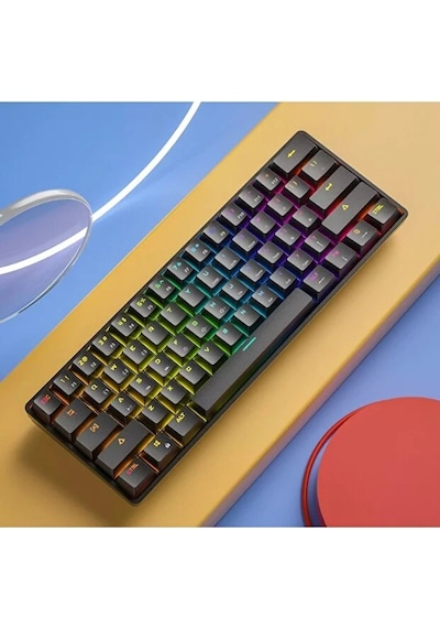 Blue Switch Mini Rgb Oyun Klavyesi Gaming Mekanik 62 Tuşlu 18 Rgb Led Usb Type-c Kablo