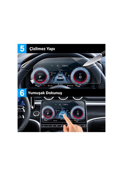 Nissan Qashqai Uyumlu 2022-2026 Model Multimedya Ve Dijital Gösterge Panel 9h Nano Ekran Koruyucu 2li Set