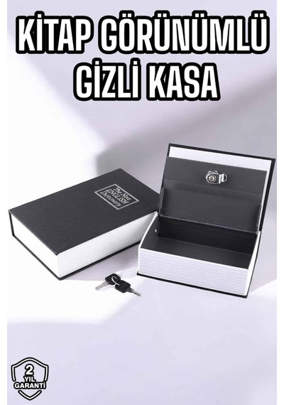 Büyük Boy Anahtarlı Kitap Görünümlü Gizli Kasa Çelik Kasa Altın Kasası - Hs08372480-4646