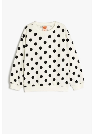Koton Kız Bebek Baskılı Pamuklu Bisiklet Yaka Uzun Kollu Sweatshirt Ekru