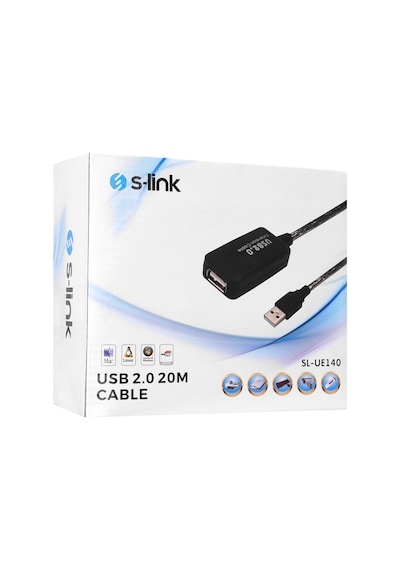 S-lınk Sl-ue140, Güçlendirilmiş Usb Uzatma Kablosu 20 Metre Çok Renkli