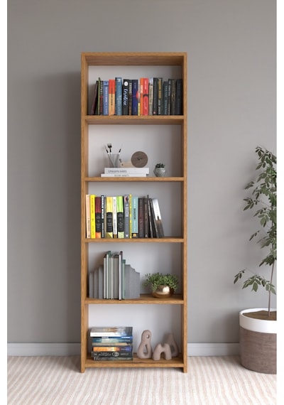 Classy 105nisa 5 Raflı Tek Parça Arkalıklı Kitaplık Atlantik Çam