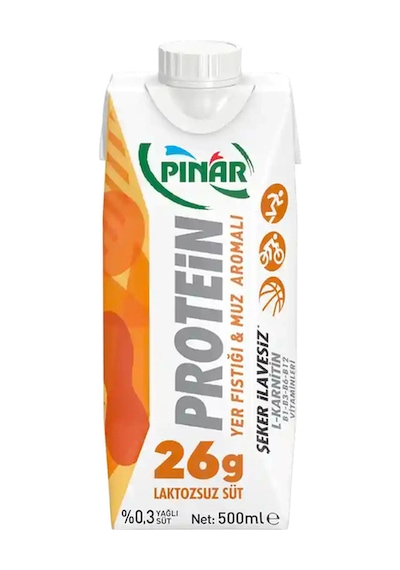 Yer Fıstıklı Ve Muz Aromalı Protein Süt 500 Ml X 12 Adet