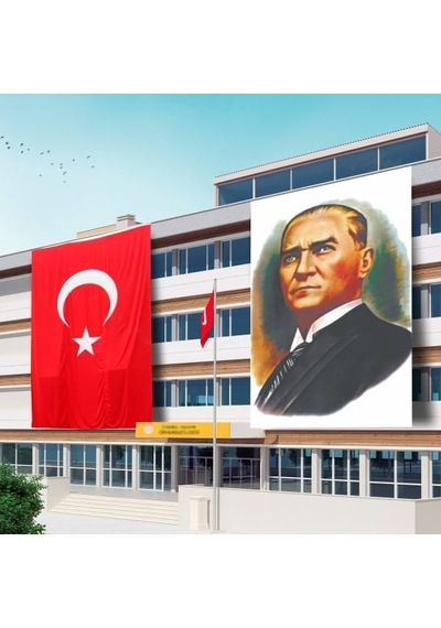 600x900 Atatürk Posteri Ve Türk Bayrağı Raşel Kumaş-6 Tek Ebat