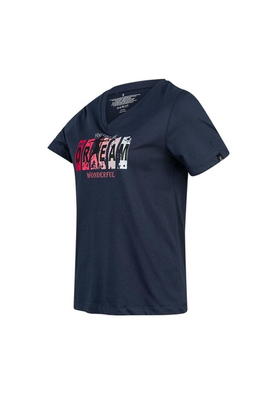 2as Alone Baskılı V Yaka Kadın T-shirt 404 Lacivert