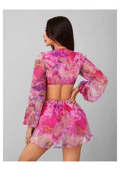 Fashion Cocktail Derin Dekolteli Bağlamalı Uzun Kollu Şirin Astırı Şortlu Bağlamalı Tulum Pembe Fashion Cocktail Derin Dekolteli Bağlamalı Uzun Kollu Şirin Astırı Şortlu Bağlamalı Tulum Pembe