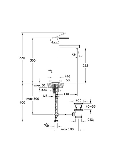 Flo S Sifon Kumandalı Lavabo Bataryası Yüksek A41942