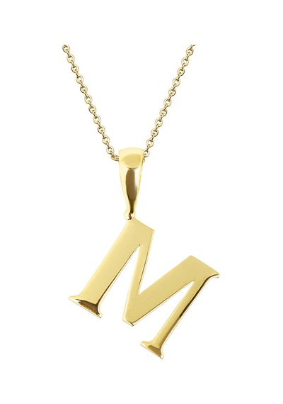 Kuyumcudukkani Zincirli Altın Renk "m" Harfli Kolye Gold