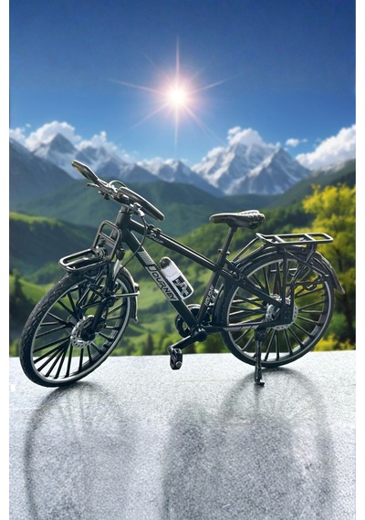Siyah Yüksek Kaliteli Metal 1:10 Ölçek Koleksiyonluk Die Cast Model Bisiklet Çok Renkli