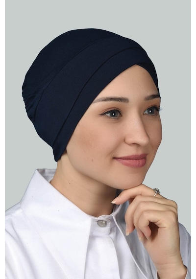 Altobeh Dört Bantlı Çapraz Dış Tesettür Bonesi Hazır Türban Penye - Lacivert Altobeh Dört Bantlı Çapraz Dış Tesettür Bonesi Hazır Türban Penye - Lacivert