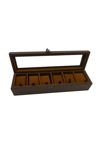 Woodini Premium Taba 6'lı Ahşap Saat Kutusu - Yeni Nesil Yastıklı