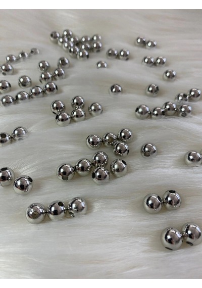 Gümüş Lüks Plastik Delikli İnci Boncuk 8mm 50gr