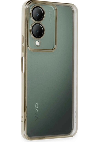 Mey İthalat Vivo Y17s Kılıf Lensli Silikon - Gold Altın