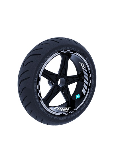Yaldızlı Gümüş Moto GP İç Dış Jant Şeridi Takım Sticker Çınar Extreme