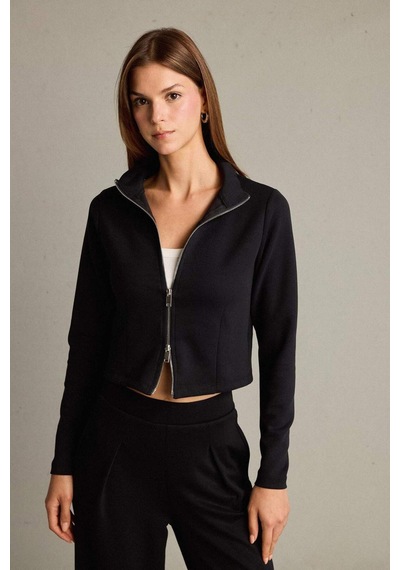 Defacto Yarım Balıkçı Yaka Modal Fermuarlı Sweatshirt G2921ax25aubk81 Siyah