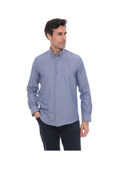 Slim Fit Uzun Kol Pamuklu Hediye Kutulu Kolay Ütülenebilir Erkek Gömlek Fs-002225 - İndigo-1775 Indigo