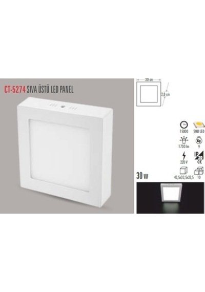 Cata Ct-5274 30 Watt Sıva Üstü Led Armatür