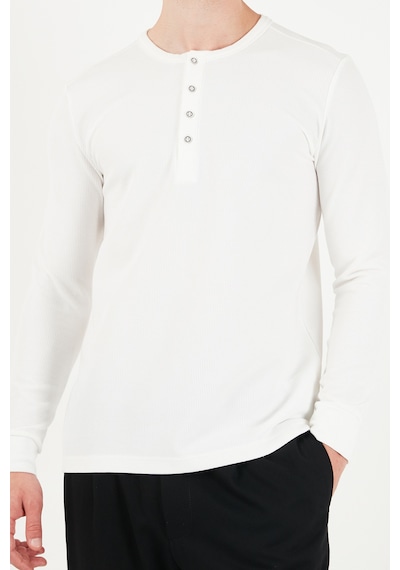 Buratti Pamuklu Regular Fit Düğmeli Bisiklet Yaka Sweat Erkek Sweat 5905852 Ekru