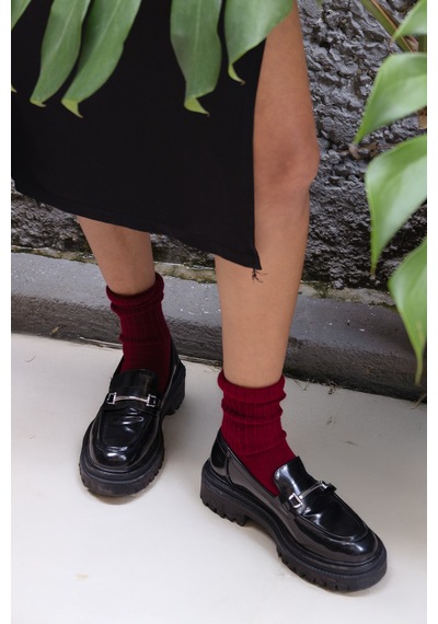Ozzy Socks 3 Lü Kışlık Kadın Yünlü Uyku Çorabı Soft Touch Bord Renk Isı Tutucu Çorap Bordo