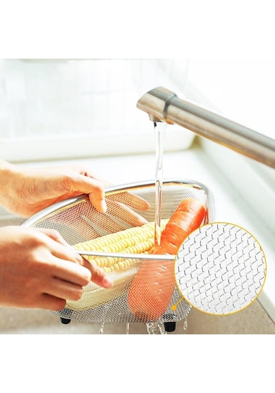 Paslanmaz Çelik Ayaklı Lavabo İçi Çöp Süzgeci 18x13x10 Cm Hijyenik Ve Pratik Gider Filtresi, Bulaşık Süngeri Ve Tel Organizerli Lavabo Atık Süzgeci Çok Renkli