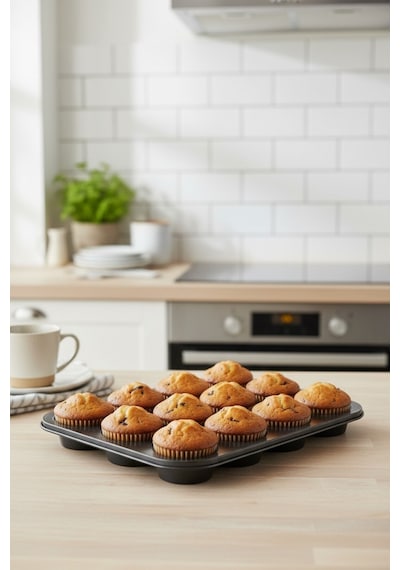 Yanmaz Yapışmaz 12'li Muffin Kek Kalıbı Siyah