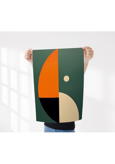 Çerçevesiz Poster, Dijital Baskı Geometrik Soyut Yarım Daireler Poster, Çerçeve İçi Poster,minimal