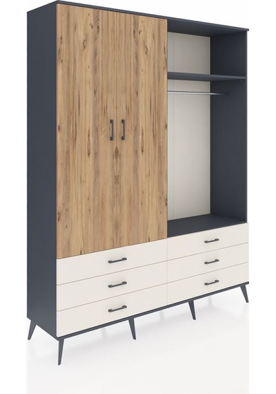 Hyperion Gardrop 4 Raflı 6 Çekmeceli 2 Askılı 176x44x221 Antrasit-çam/aytaşı Çam/aytaşı Hyperion Gardrop 4 Raflı 6 Çekmeceli 2 Askılı 176x44x221 Antrasit-çam/aytaşı Çam/aytaşı