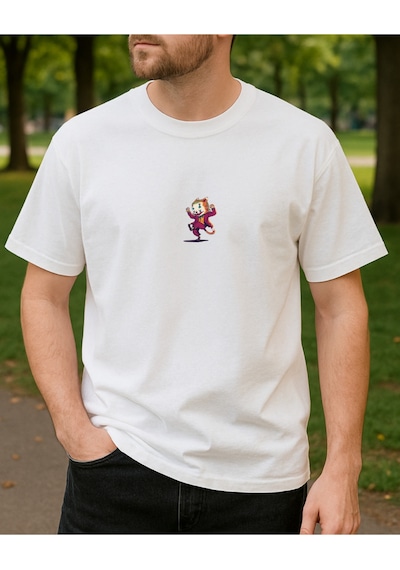 Hugo Boss Jokercat Baskılı T-shirt Beyaz