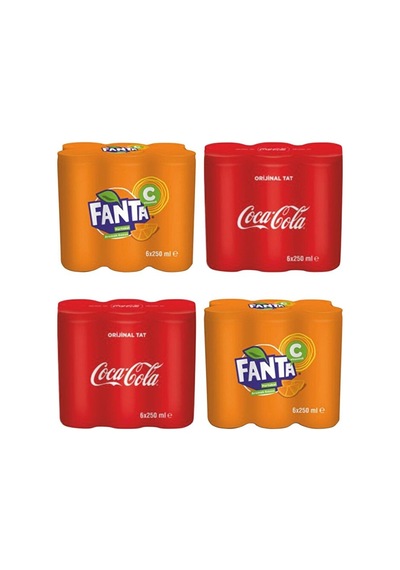 Coca Cola Teneke Kutu Karma 12x250 Ml Klasik Tat + 12x250 Ml Fant